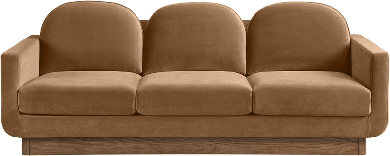Diviento 89" Velvet Performance Fabric Upholstered Sofa in Saddle - 175Saddle-S