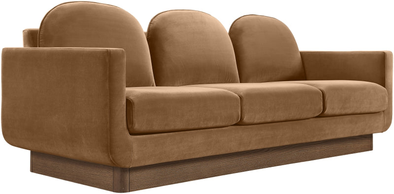 Diviento 89" Velvet Performance Fabric Upholstered Sofa in Saddle - 175Saddle-S