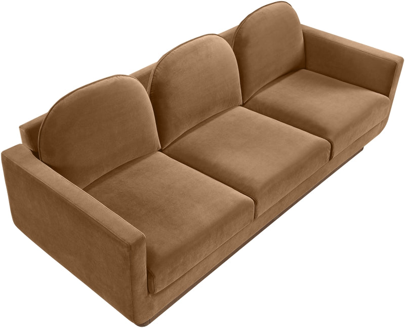 Diviento 89" Velvet Performance Fabric Upholstered Sofa in Saddle - 175Saddle-S