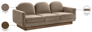 Diviento 89" Velvet Performance Fabric Upholstered Sofa in Taupe - 175Taupe-S