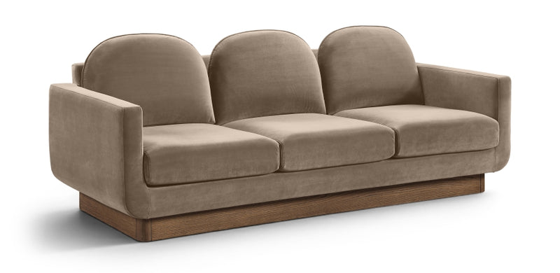 Diviento 89" Velvet Performance Fabric Upholstered Sofa in Taupe - 175Taupe-S