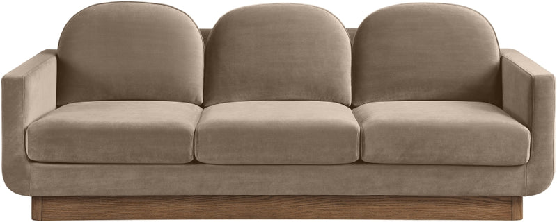 Diviento 89" Velvet Performance Fabric Upholstered Sofa in Taupe - 175Taupe-S