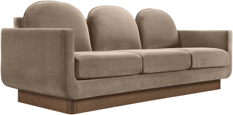 Diviento 89" Velvet Performance Fabric Upholstered Sofa in Taupe - 175Taupe-S