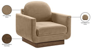 Diviento Velvet Performance Fabric Upholstered Chair in Beige - 175Beige-C