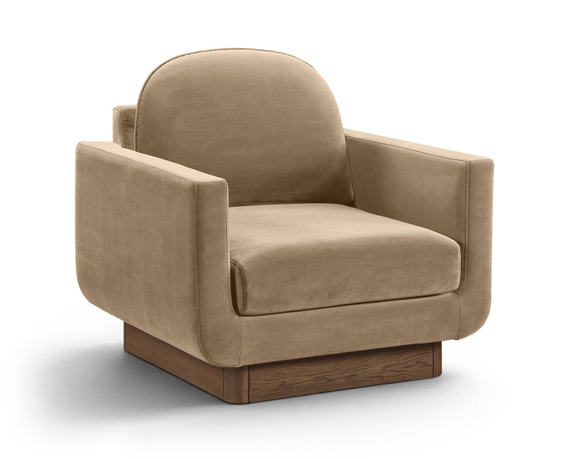 Diviento Velvet Performance Fabric Upholstered Chair in Beige - 175Beige-C