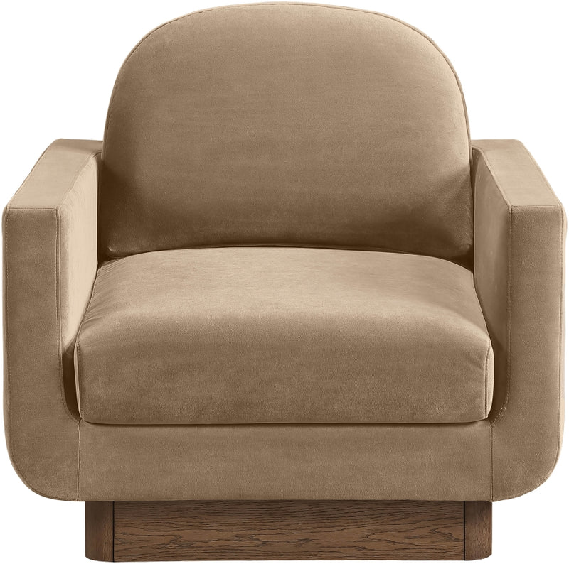 Diviento Velvet Performance Fabric Upholstered Chair in Beige - 175Beige-C