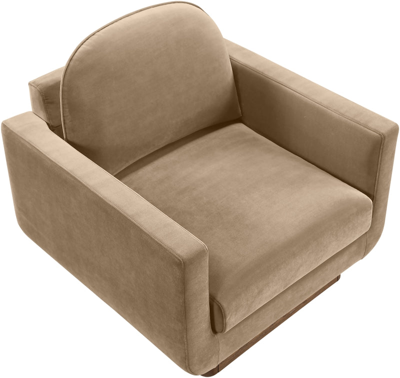 Diviento Velvet Performance Fabric Upholstered Chair in Beige - 175Beige-C