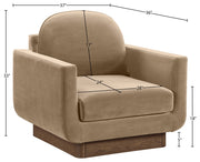 Diviento Velvet Performance Fabric Upholstered Chair in Beige - 175Beige-C