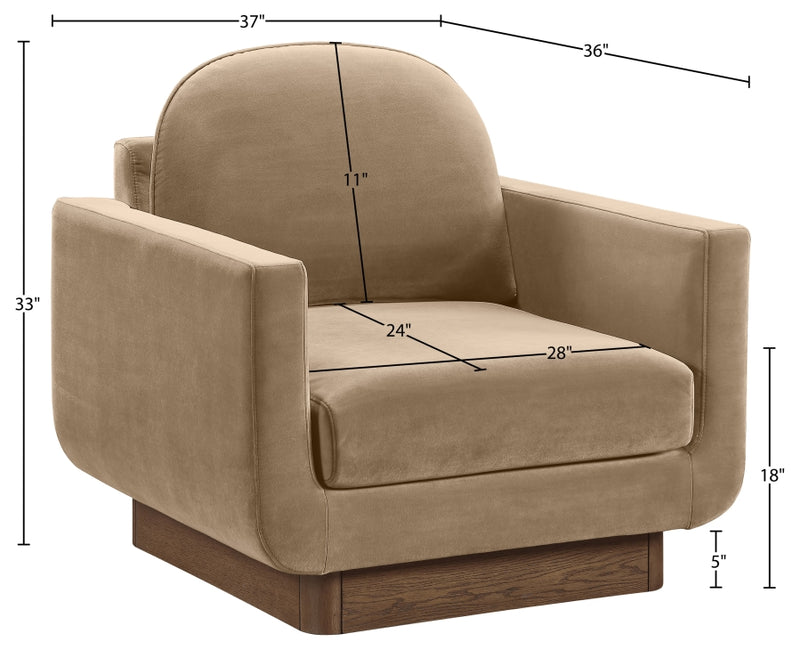 Diviento Velvet Performance Fabric Upholstered Chair in Beige - 175Beige-C