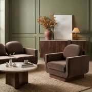 Diviento Velvet Performance Fabric Upholstered Chair in Brown - 175Brown-C