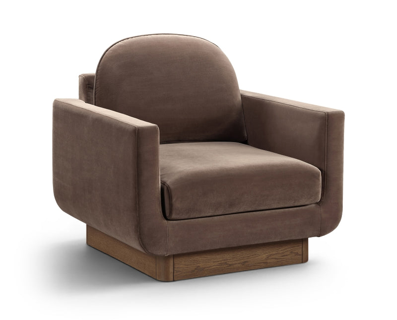 Diviento Velvet Performance Fabric Upholstered Chair in Brown - 175Brown-C