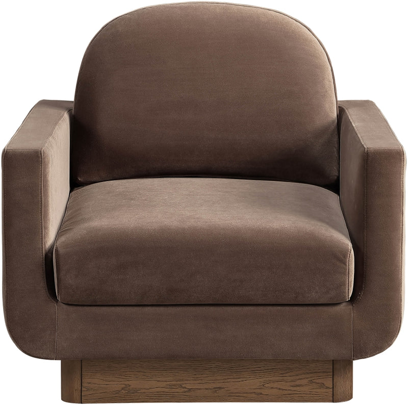 Diviento Velvet Performance Fabric Upholstered Chair in Brown - 175Brown-C