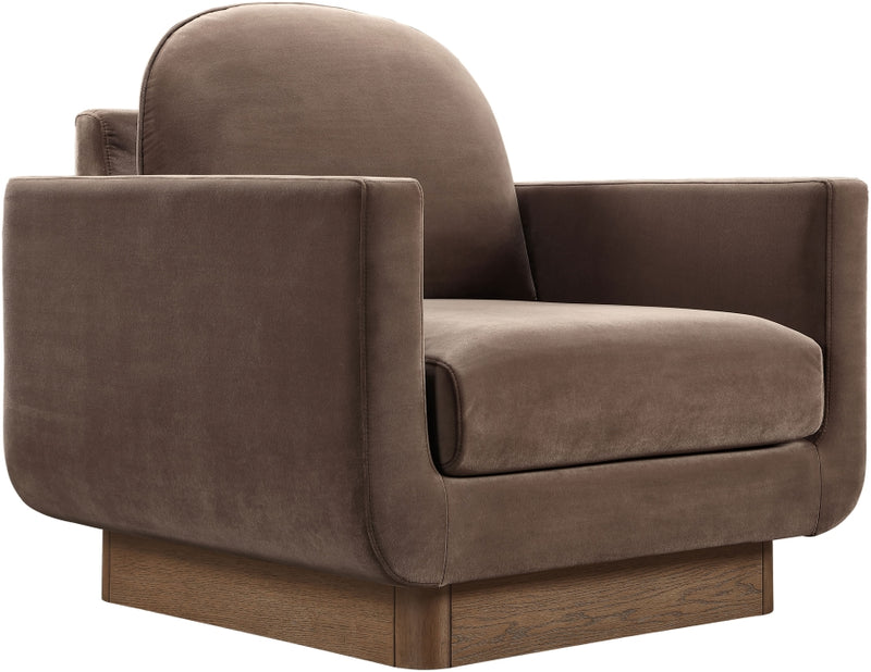 Diviento Velvet Performance Fabric Upholstered Chair in Brown - 175Brown-C