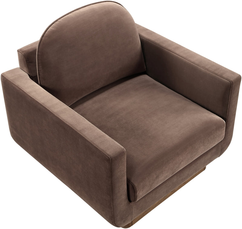 Diviento Velvet Performance Fabric Upholstered Chair in Brown - 175Brown-C