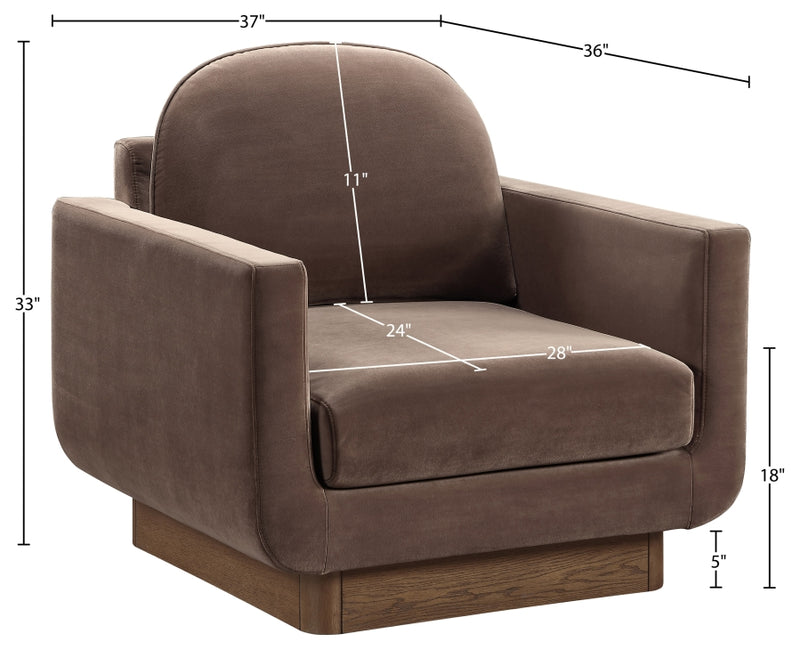 Diviento Velvet Performance Fabric Upholstered Chair in Brown - 175Brown-C