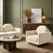 Diviento Velvet Performance Fabric Upholstered Chair in Cream - 175Cream-C