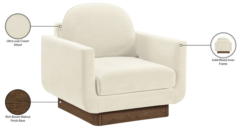 Diviento Velvet Performance Fabric Upholstered Chair in Cream - 175Cream-C