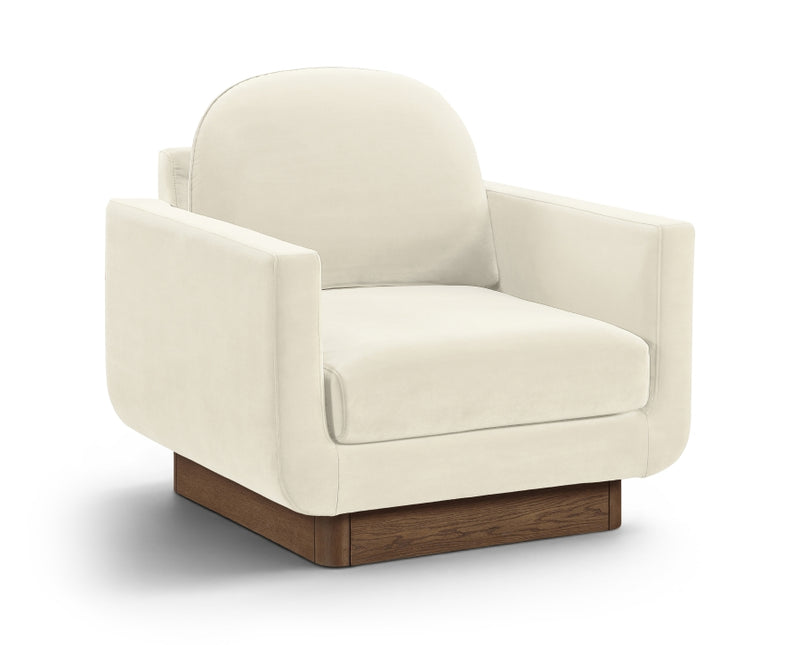 Diviento Velvet Performance Fabric Upholstered Chair in Cream - 175Cream-C