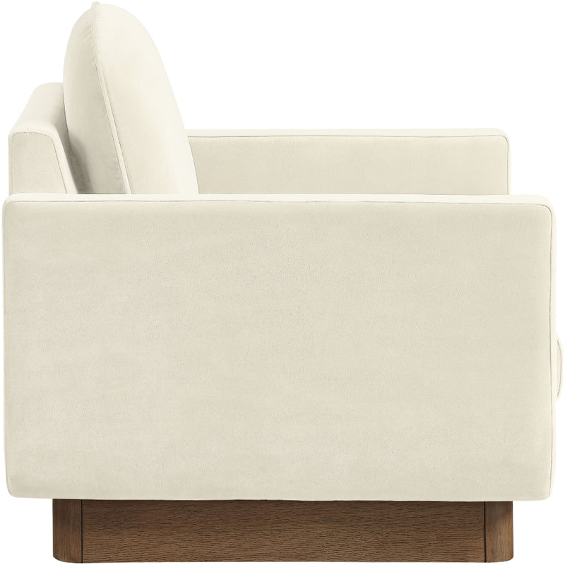 Diviento Velvet Performance Fabric Upholstered Chair in Cream - 175Cream-C