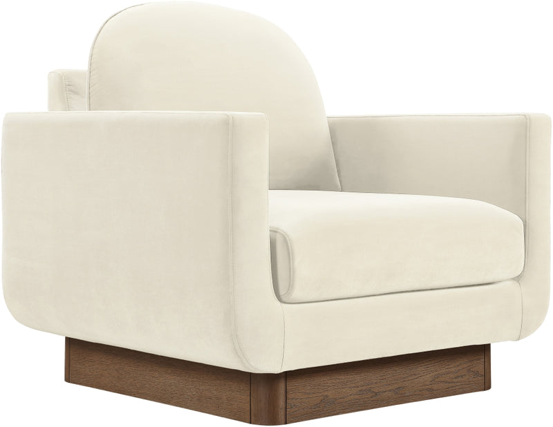 Diviento Velvet Performance Fabric Upholstered Chair in Cream - 175Cream-C