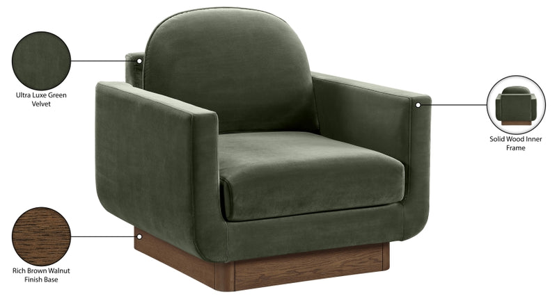 Diviento Velvet Performance Fabric Upholstered Chair in Green - 175Green-C