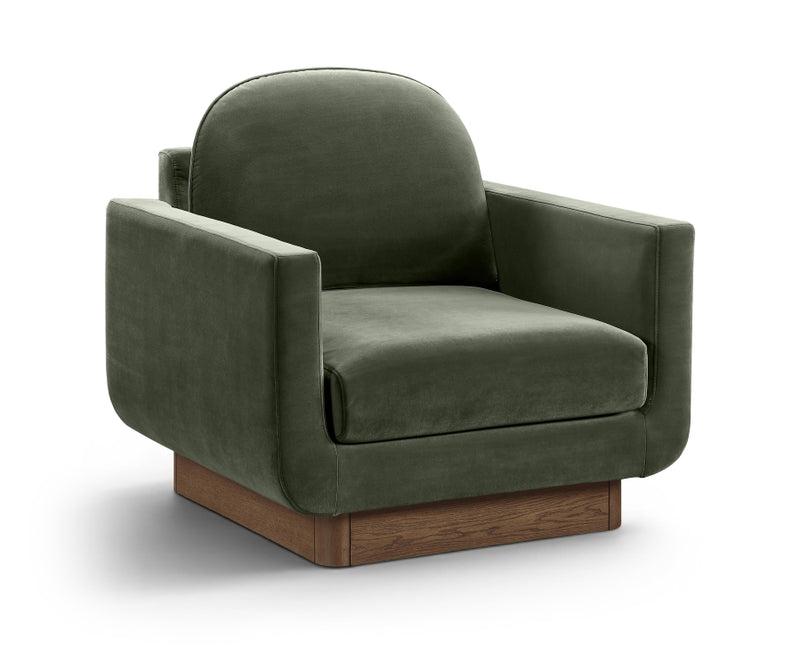 Diviento Velvet Performance Fabric Upholstered Chair in Green - 175Green-C