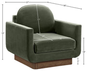 Diviento Velvet Performance Fabric Upholstered Chair in Green - 175Green-C