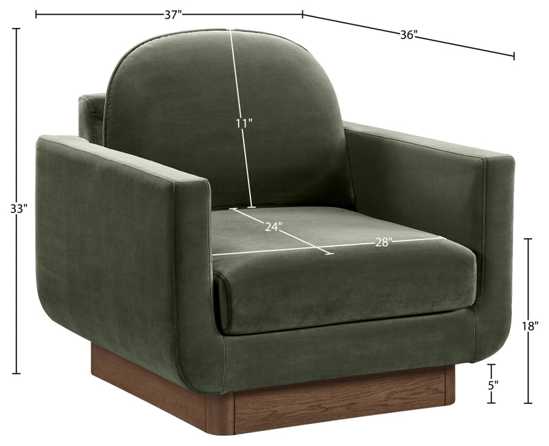 Diviento Velvet Performance Fabric Upholstered Chair in Green - 175Green-C