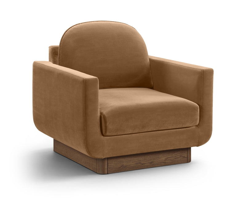 Diviento Velvet Performance Fabric Upholstered Chair in Saddle - 175Saddle-C