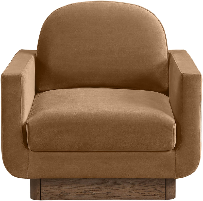 Diviento Velvet Performance Fabric Upholstered Chair in Saddle - 175Saddle-C