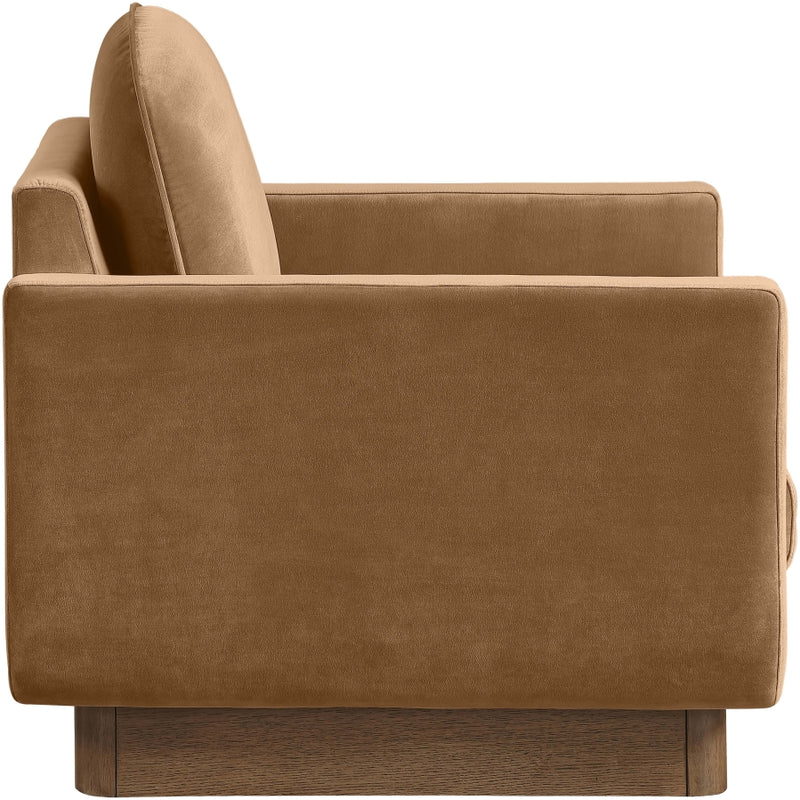 Diviento Velvet Performance Fabric Upholstered Chair in Saddle - 175Saddle-C