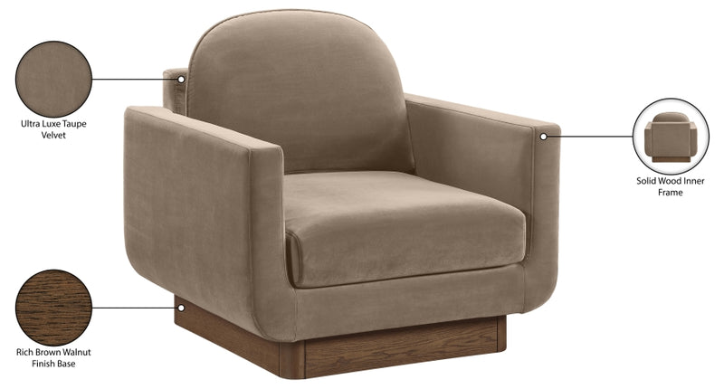 Diviento Velvet Performance Fabric Upholstered Chair in Taupe - 175Taupe-C