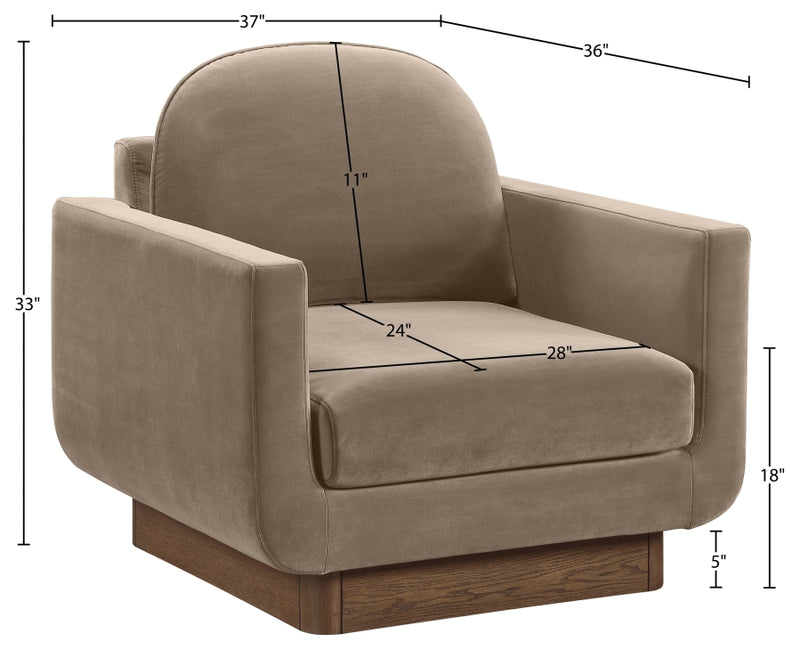 Diviento Velvet Performance Fabric Upholstered Chair in Taupe - 175Taupe-C