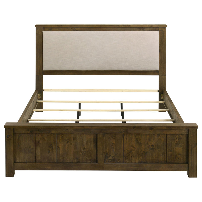 Doherty Eastern King Linen Upholstered Panel Bed Rustic Brown - 225161KE