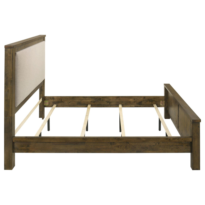 Doherty Eastern King Linen Upholstered Panel Bed Rustic Brown - 225161KE