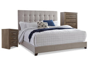 Dolante Beige Queen Upholstered Bed with Chest of Drawers and Nightstand - B130B7