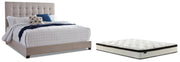 Dolante King Upholstered Bed with Mattress in Beige from Ashley - Luna Furniture