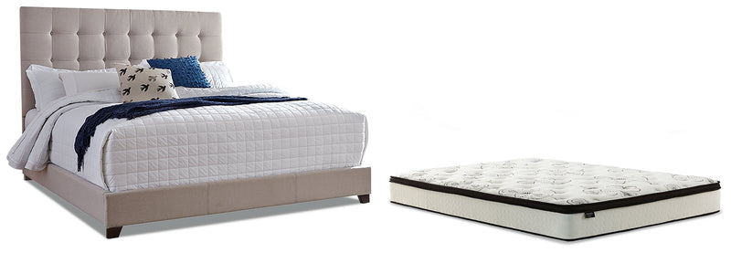 Dolante King Upholstered Bed with Mattress in Beige from Ashley - Luna Furniture