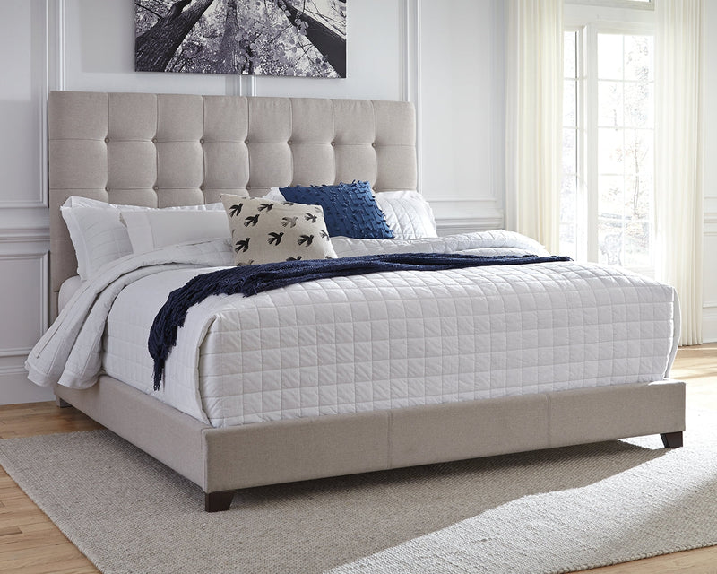Dolante King Upholstered Bed with Mattress in Beige from Ashley - Luna Furniture