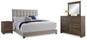 Dolante Multi Queen Upholstered Bed, Dresser, Mirror and Nightstand - B130B8
