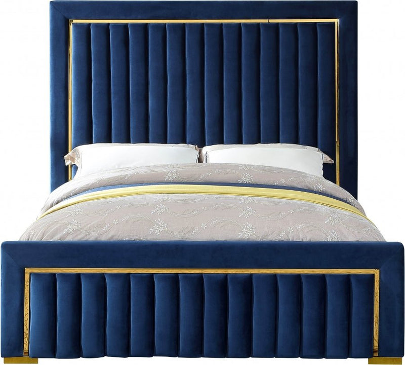 Dolce Velvet Queen King Bed (3 Boxes) Blue - Gate FurnitureKing Bed