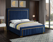 Dolce Velvet Queen King Bed (3 Boxes) Blue - Gate FurnitureKing Bed