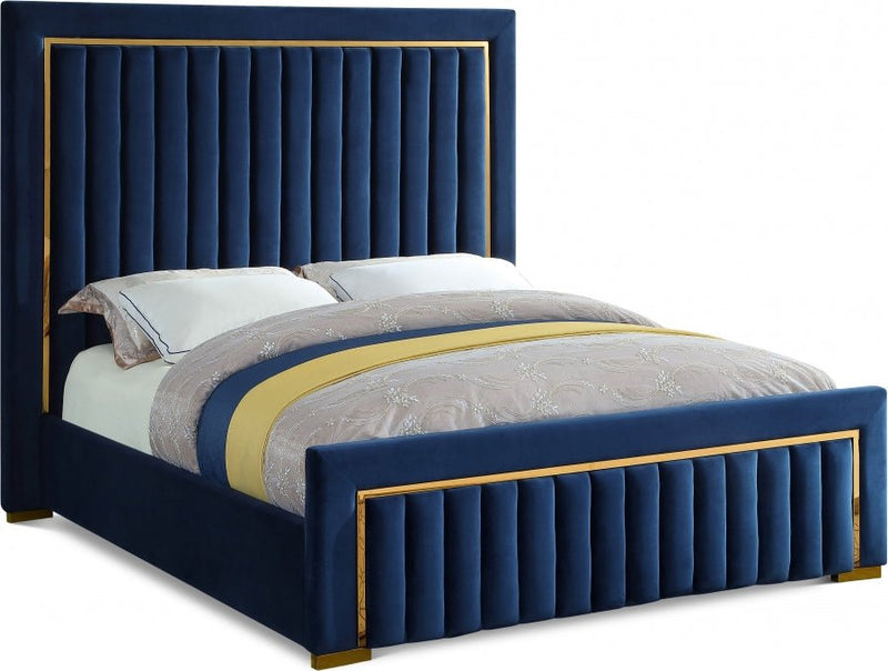 Dolce Velvet Queen King Bed (3 Boxes) Blue - Gate FurnitureKing Bed