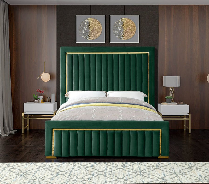 Dolce Velvet Queen King Bed (3 Boxes) Green - Gate FurnitureKing Bed