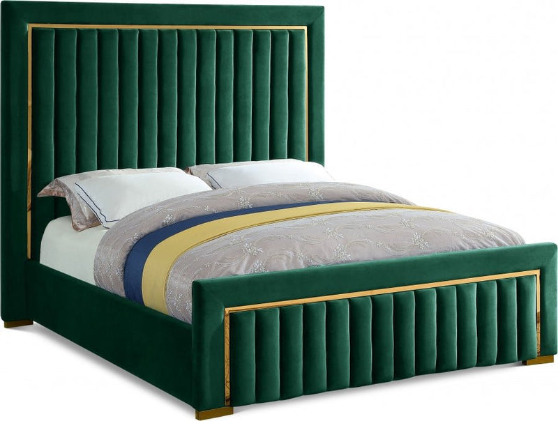 Dolce Velvet Queen King Bed (3 Boxes) Green - Gate FurnitureKing Bed