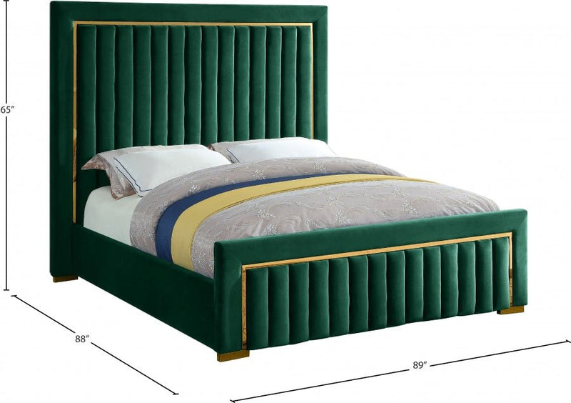 Dolce Velvet Queen King Bed (3 Boxes) Green - Gate FurnitureKing Bed
