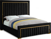 Dolce Velvet Queen Queen Bed (3 Boxes) Black - Gate FurnitureQueen Bed