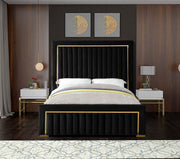 Dolce Velvet Queen Queen Bed (3 Boxes) Black - Gate FurnitureQueen Bed
