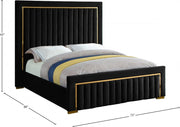 Dolce Velvet Queen Queen Bed (3 Boxes) Black - Gate FurnitureQueen Bed