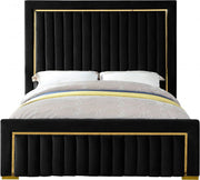 Dolce Velvet Queen Queen Bed (3 Boxes) Black - Gate FurnitureQueen Bed